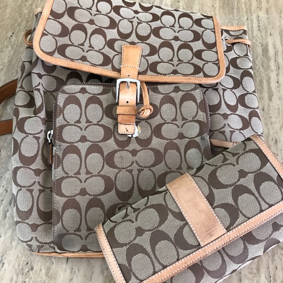 Coach Handbags - Authentic Signature Coach Backpack and Wallet 6080